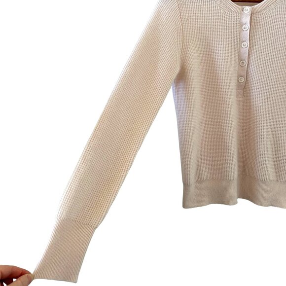 White + Warren Cashmere Waffle Henley Sweater In Pink Sand Size S - Picture 8 of 15